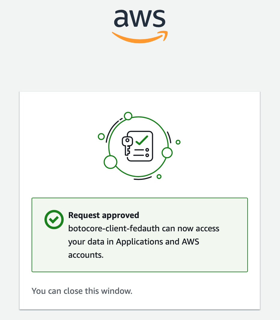 AWS CLI authorization approved success page